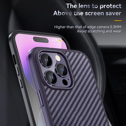 For iPhone 14 Pro Max SULADA Carbon Fiber Textured Shockproof Metal + TPU Frame Case(Silver) - iPhone 14 Pro Max Cases by SULADA | Online Shopping South Africa | PMC Jewellery