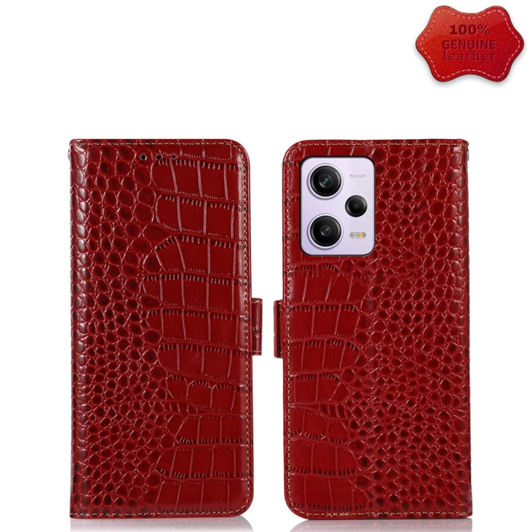 For Xiaomi Redmi Note 12 Pro 5G China Crocodile Top Layer Cowhide Leather Phone Case(Red) - Note 12 Pro Cases by PMC Jewellery | Online Shopping South Africa | PMC Jewellery