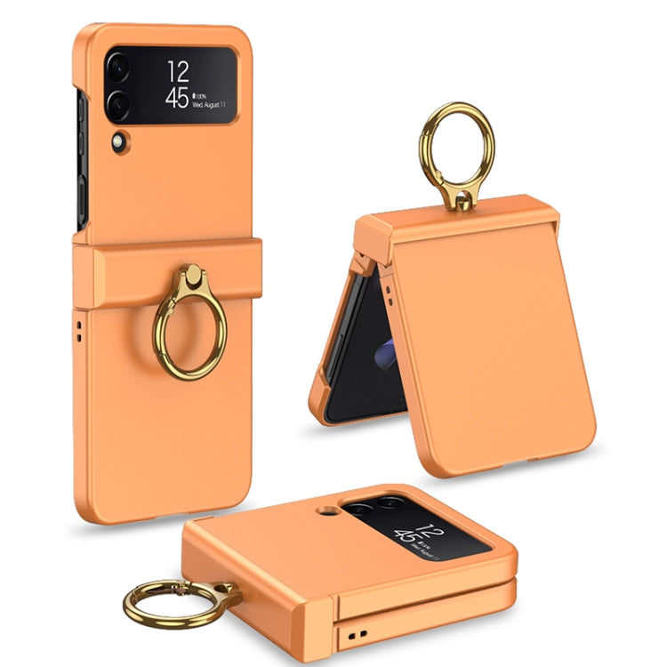 For Samsung Galaxy Z Flip4 GKK Ultrathin Hinge Full Coverage Phone Case with Ring Holder(Orange) - Galaxy Z Flip4 5G Cases by GKK | Online Shopping South Africa | PMC Jewellery