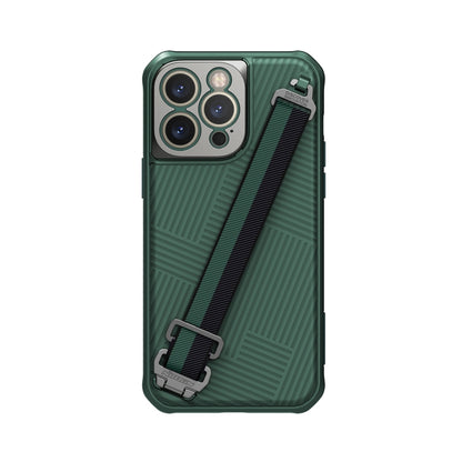 For iPhone 14 Pro Max NILLKIN MagSafe Full Coverage Phone Case with Wrist Strap(Green) - iPhone 14 Pro Max Cases by NILLKIN | Online Shopping South Africa | PMC Jewellery