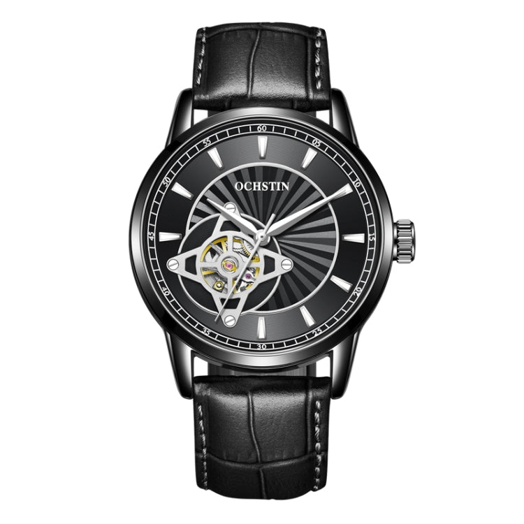 OCHSTIN 62001C Master Series Hollow Mechanical Men Watch(Black) - Leather Strap Watches by OCHSTIN | Online Shopping South Africa | PMC Jewellery | Buy Now Pay Later Mobicred