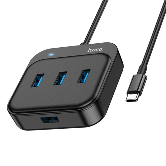 hoco HB31 Easy 4 in 1 USB-C / Type-C to USB3.0x4 Converter, Cable Length: 0.2m(Black) - USB HUB by hoco | Online Shopping South Africa | PMC Jewellery