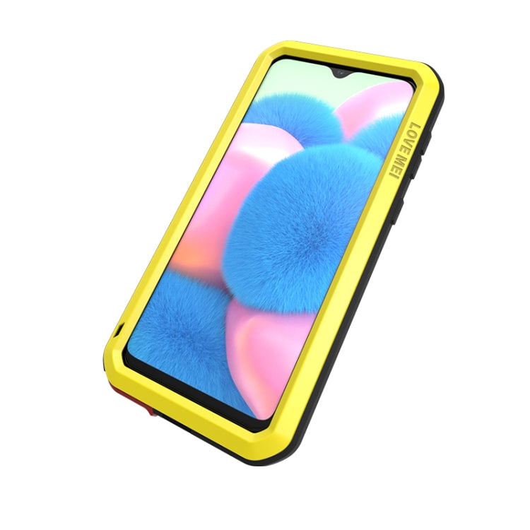 For Galaxy A30s LOVE MEI Metal Shockproof Waterproof Dustproof Protective Case(Yellow) - Galaxy Phone Cases by LOVE MEI | Online Shopping South Africa | PMC Jewellery | Buy Now Pay Later Mobicred