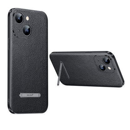 For iPhone 14 Plus SULADA Famous Artisan Series Litchi Leather PC + TPU Phone Case(Black) - iPhone 14 Plus Cases by SULADA | Online Shopping South Africa | PMC Jewellery