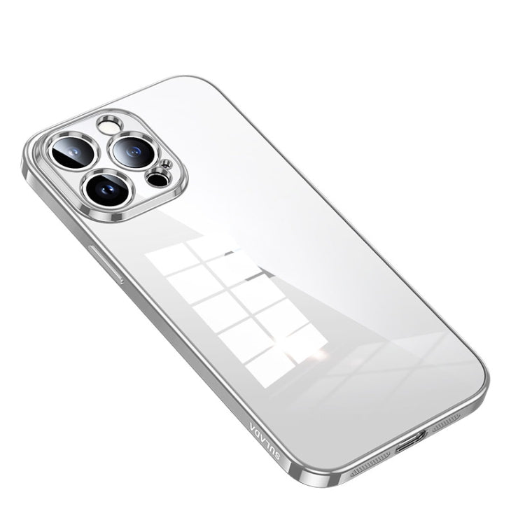 For iPhone 14 Pro Max SULADA Shine Through Series Plating TPU Transparent Phone Protective Case(Silver) - iPhone 14 Pro Max Cases by SULADA | Online Shopping South Africa | PMC TechLife | Buy Now Pay Later Mobicred