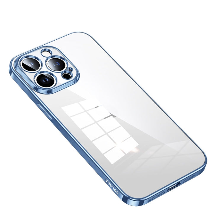 For iPhone 14 Pro Max SULADA Shine Through Series Plating TPU Transparent Phone Protective Case(Sierra Blue) - iPhone 14 Pro Max Cases by SULADA | Online Shopping South Africa | PMC Jewellery