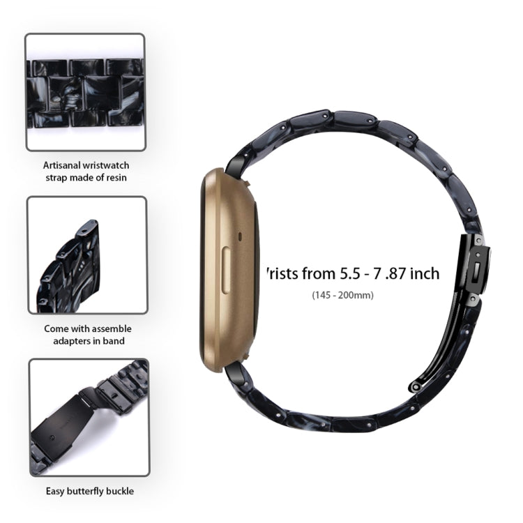 For Fitbit Versa 4 / Sense 2 Universal Resin Watch Band(Black Flower) - free shipping - PMC TechLife - Order now!