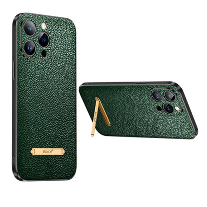 For iPhone 14 Pro SULADA Invisible Bracket Leather Back Cover Phone Case(Dark Green) - iPhone 14 Pro Cases by SULADA | Online Shopping South Africa | PMC Jewellery