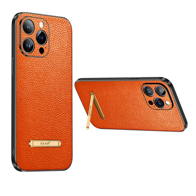 For iPhone 13 Pro SULADA Invisible Bracket Leather Back Cover Phone Case(Orange) - iPhone 13 Pro Cases by SULADA | Online Shopping South Africa | PMC Jewellery | Buy Now Pay Later Mobicred