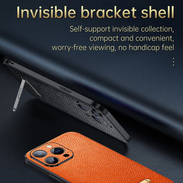 For iPhone 13 Pro SULADA Invisible Bracket Leather Back Cover Phone Case(Orange) - iPhone 13 Pro Cases by SULADA | Online Shopping South Africa | PMC Jewellery | Buy Now Pay Later Mobicred