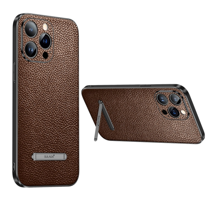 For iPhone 13 Pro Max SULADA Invisible Bracket Leather Back Cover Phone Case(Brown) - free shipping - PMC TechLife - Order now!