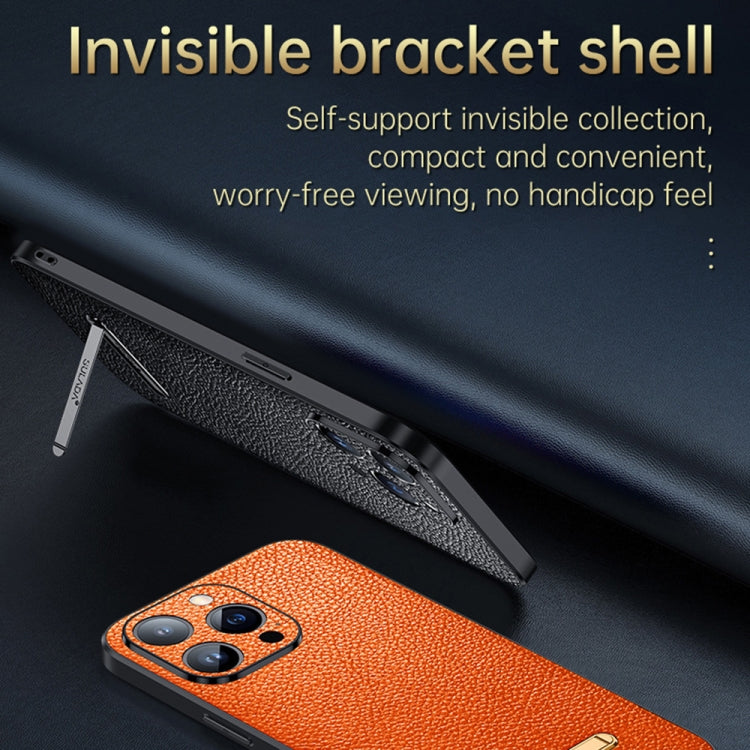 For iPhone 13 Pro Max SULADA Invisible Bracket Leather Back Cover Phone Case(Orange) - iPhone 13 Pro Max Cases by SULADA | Online Shopping South Africa | PMC Jewellery