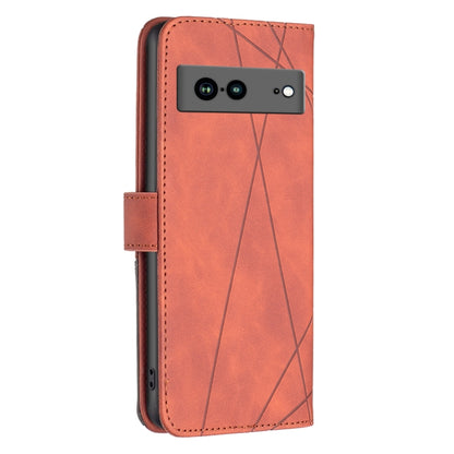 For Google Pixel 7a Magnetic Buckle Rhombus Texture Leather Phone Case(Brown) - Google Cases by PMC Jewellery | Online Shopping South Africa | PMC Jewellery