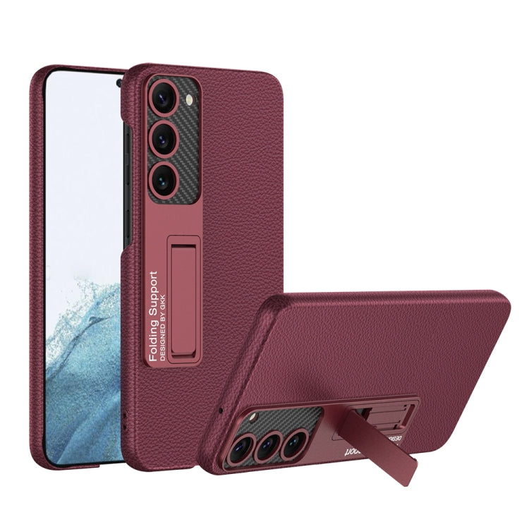 For Samsung Galaxy S23 5G GKK Plain Leather Shockproof Phone Case with Holder(Red) - Galaxy S23 5G Cases by GKK | Online Shopping South Africa | PMC TechLife