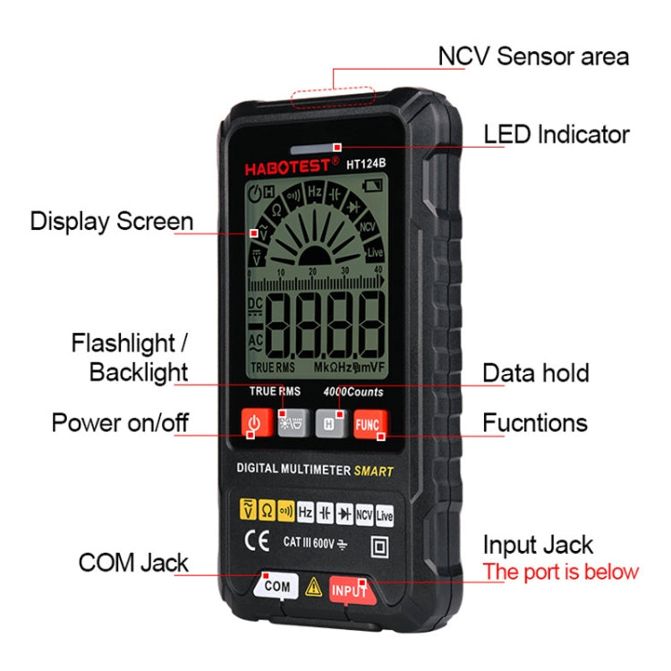 HABOTEST HT124B+ Mini Digital Display High-precision Multimeter - free shipping - PMC TechLife - Order now!