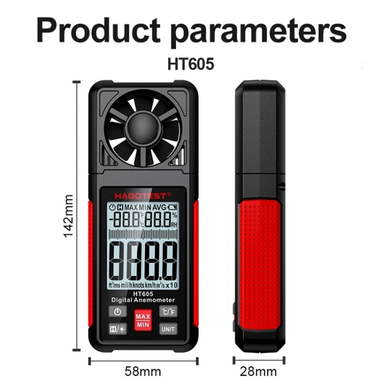 HABOTEST HT605 Portable Intelligent Digital Display Handheld Wind Speed Tester - Tachometers & Anemometer by HABOTEST | Online Shopping South Africa | PMC Jewellery | Buy Now Pay Later Mobicred