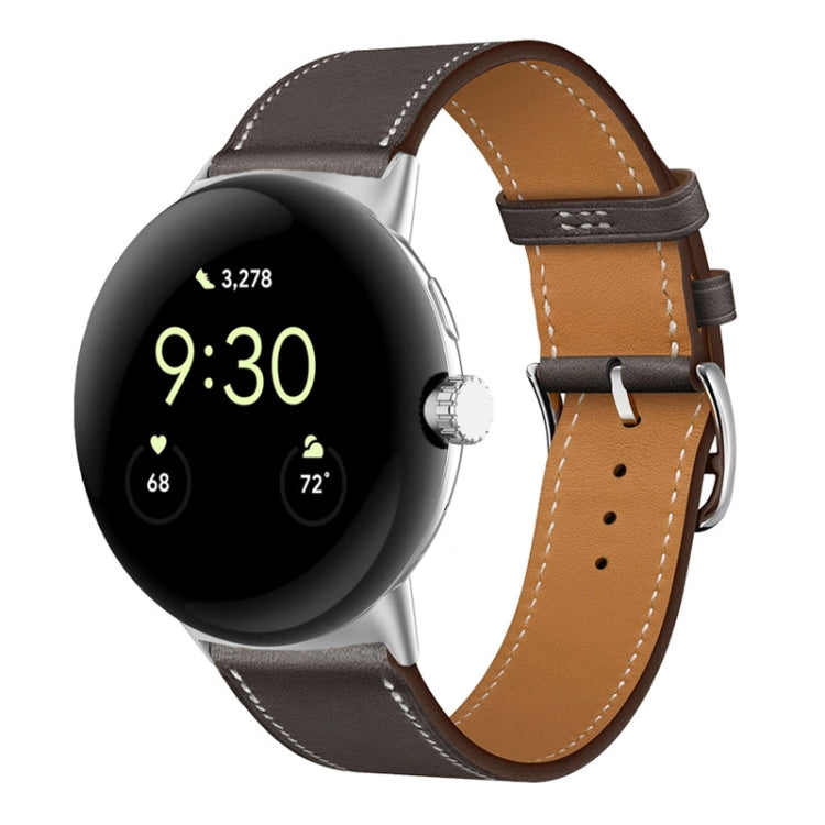 For Google Pixel Watch Genuine Leather Watch Band(Gray Brown) - free shipping - PMC TechLife - Order now!