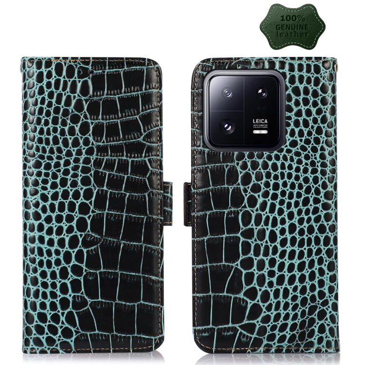 For Xiaomi 13 Pro Crocodile Top Layer Cowhide Leather Phone Case(Green) - free shipping - PMC TechLife - Order now!