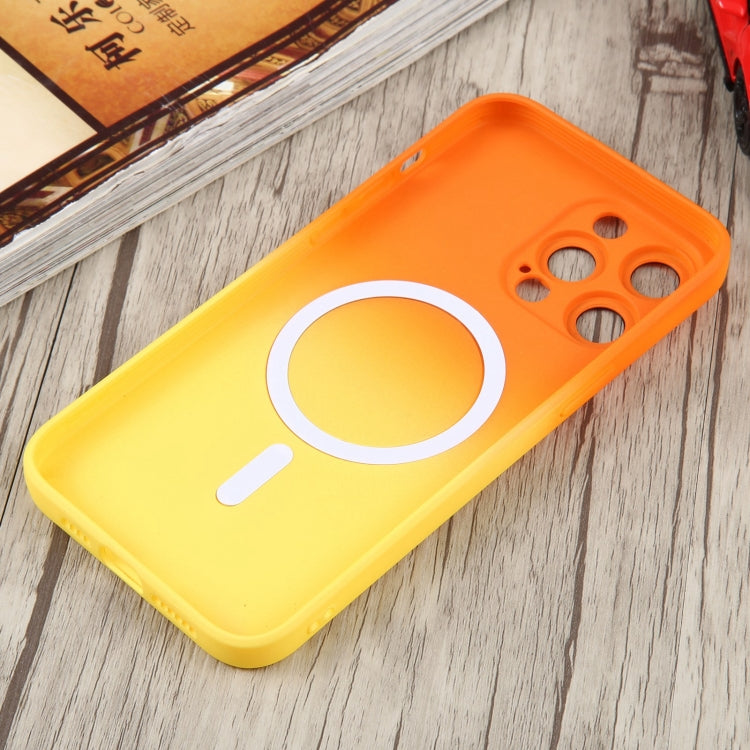 For iPhone 14 Pro Max Liquid TPU Silicone Gradient MagSafe Phone Case(Orange Yellow) - iPhone 14 Pro Max Cases by PMC Jewellery | Online Shopping South Africa | PMC Jewellery