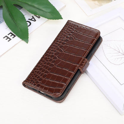 For OnePlus Nord CE 3 Lite Crocodile Top Layer Cowhide RFID Leather Phone Case(Brown) - OnePlus Cases by PMC Jewellery | Online Shopping South Africa | PMC Jewellery