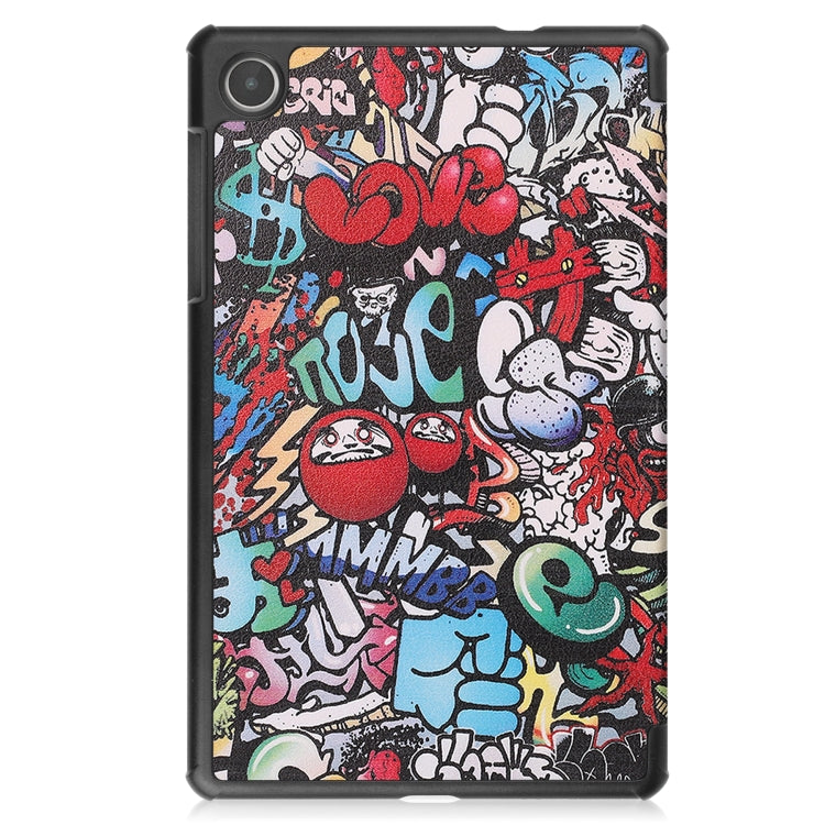 For Lenovo Tab M8 4th Gen / TB-300FU Custer Painted 3-Fold Holder Leather Tablet Case(Graffiti) - For Lenovo by PMC Jewellery | Online Shopping South Africa | PMC Jewellery