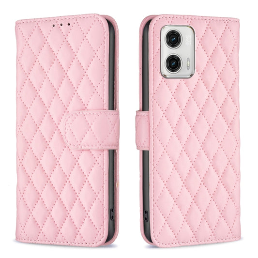 For Motorola Moto G73 5G Diamond Lattice Wallet Leather Flip Phone Case(Pink) - Motorola Cases by PMC Jewellery | Online Shopping South Africa | PMC Jewellery