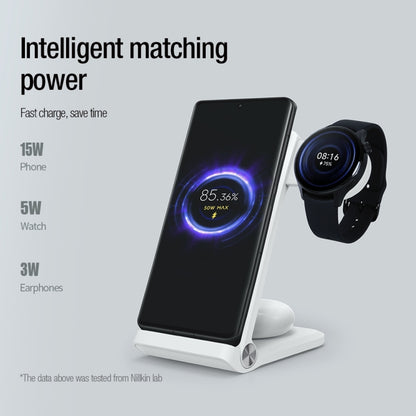 NILLKIN 3 in 1 Wireless Charger with Xiaomi S1 Pro Watch Charger, Plug Type:CN Plug(White) - Wireless Charger by NILLKIN | Online Shopping South Africa | PMC Jewellery