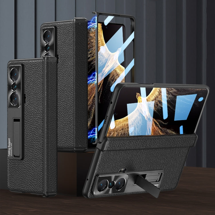 For Honor Magic VS GKK Magnetic Hinge Flip Leather Phone Case with Holder(Black) - Honor Cases by GKK | Online Shopping South Africa | PMC TechLife | Buy Now Pay Later Mobicred