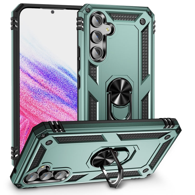 For Samsung Galaxy A54 Shockproof TPU + PC Phone Case with Holder(Dark Green) - free shipping - PMC TechLife - Order now!