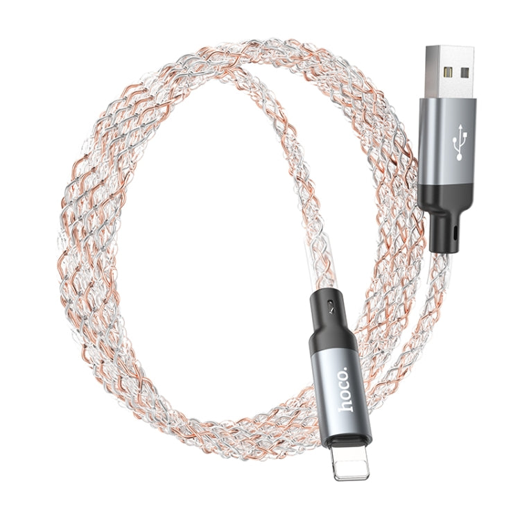 hoco U112 2.4A USB to 8 Pin Luminous Data Cable, Length: 1m(Grey) - Normal Style Cable by hoco | Online Shopping South Africa | PMC Jewellery