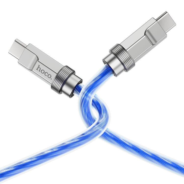 hoco U113 100W USB-C/Type-C to USB-C/Type-C Silicone Data Cable, Length: 1m(Blue) - USB-C & Type-C Cable by hoco | Online Shopping South Africa | PMC Jewellery