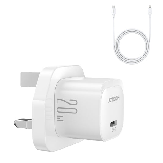 JOYROOM JR-TCF02 PD Type-C 20W Mini Charger with 1m Type-C to 8Pin Cable, Plug:UK Plug(White) - USB Charger by JOYROOM | Online Shopping South Africa | PMC Jewellery