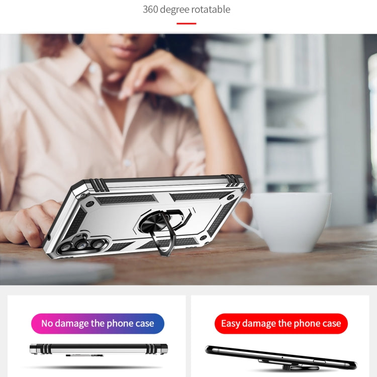 For Samsung Galaxy A34 Shockproof TPU + PC Phone Case with Holder(Silver) - free shipping - PMC TechLife - Order now!