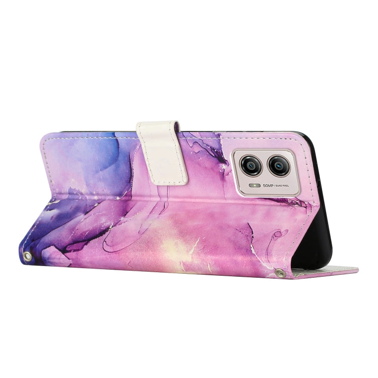 For Motorola Moto G53 5G/G13 4G/G23 4G Painted Marble Pattern Leather Phone Case(Purple) - Motorola Cases by PMC Jewellery | Online Shopping South Africa | PMC Jewellery