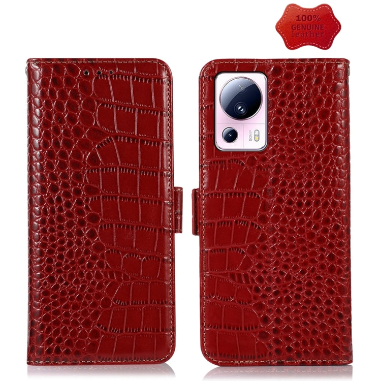 For Xiaomi 13 Lite / Civi 2 Crocodile Top Layer Cowhide Leather Phone Case(Red) - 13 Lite Cases by PMC Jewellery | Online Shopping South Africa | PMC Jewellery