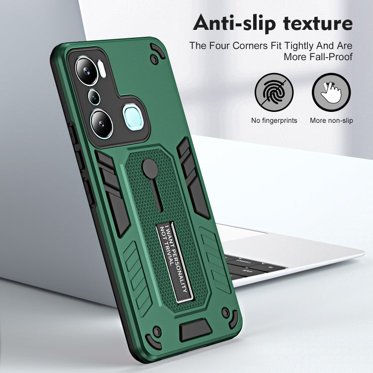 For Infinix Hot 20i X665E Variety Brave Armor Finger Loop Holder Phone Case(Green) - Infinix Cases by PMC Jewellery | Online Shopping South Africa | PMC Jewellery