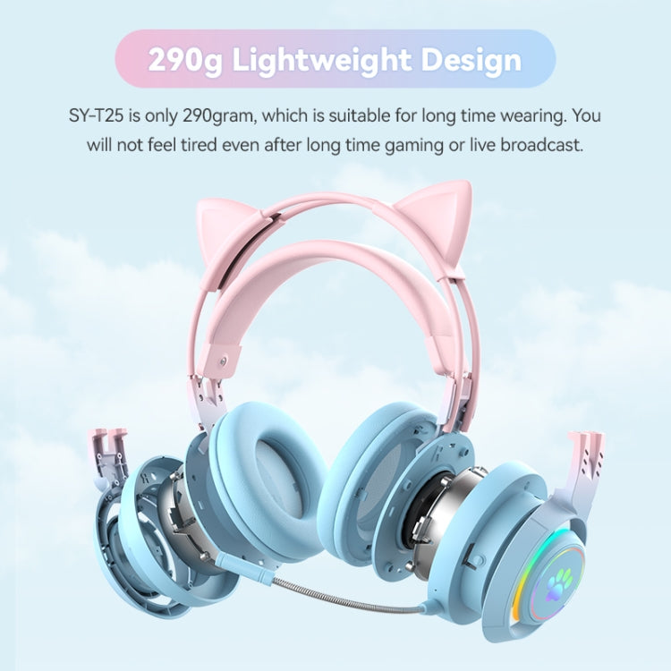 T25 RGB Stereo Cat Ear Bluetooth Wireless Headphones with Detachable Microphone(Black) - Headset & Headphone by PMC TechLife | Online Shopping South Africa | PMC TechLife