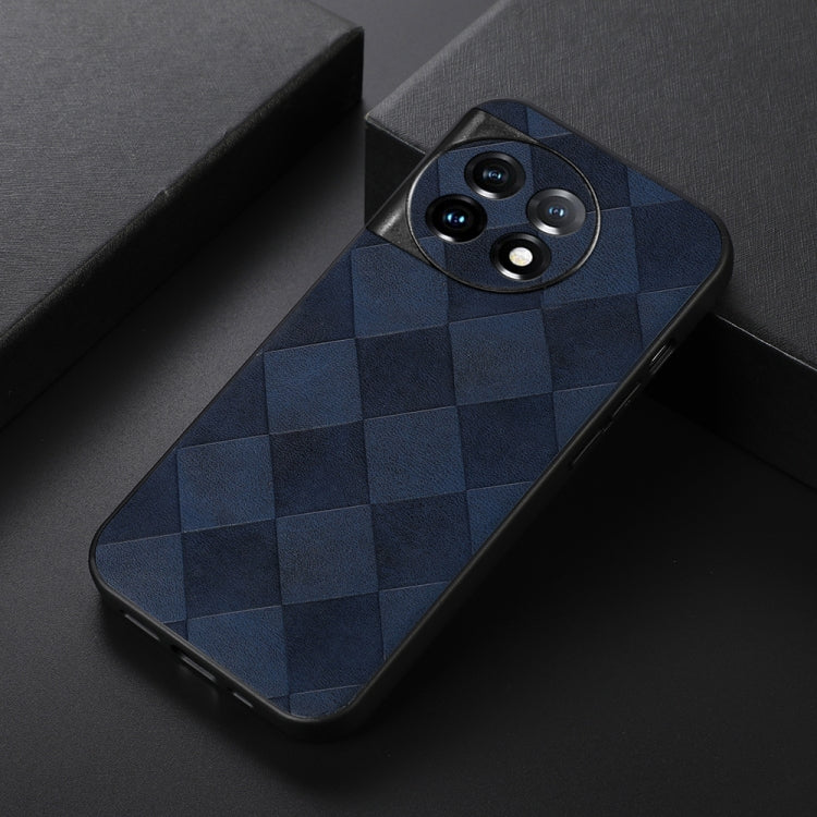 For OnePlus 11R/Ace 2 Weave Plaid PU Phone Case(Blue) - OnePlus Cases by PMC Jewellery | Online Shopping South Africa | PMC Jewellery