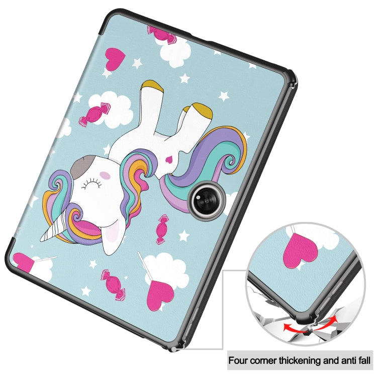 For OnePlus Pad Custer Painted 3-Fold Holder Smart Leather Tablet Case(Unicorn) - Others by PMC Jewellery | Online Shopping South Africa | PMC Jewellery