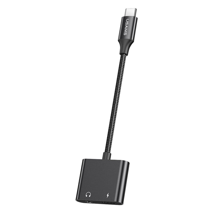 USAMS US-SJ598 AU15 Aluminum Alloy USB-C / Type-C to Type-C + 3.5DC Audio Adapter(Black) - Type-C Adapter by USAMS | Online Shopping South Africa | PMC Jewellery