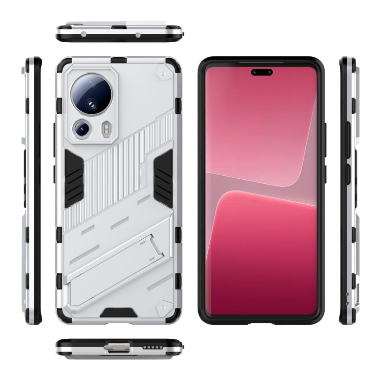 For Xiaomi 13 Lite Punk Armor 2 in 1 PC + TPU Shockproof Phone Case with Holder(White) - 13 Lite Cases by PMC Jewellery | Online Shopping South Africa | PMC Jewellery