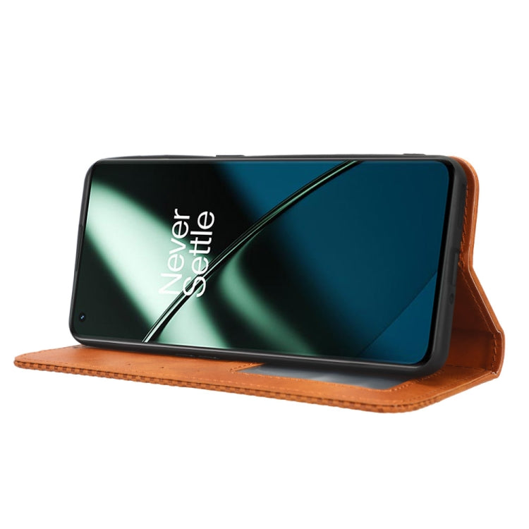 For OnePlus 11R / Ace 2 Magnetic Buckle Retro Texture Leather Phone Case(Brown) - free shipping - PMC TechLife - Order now!