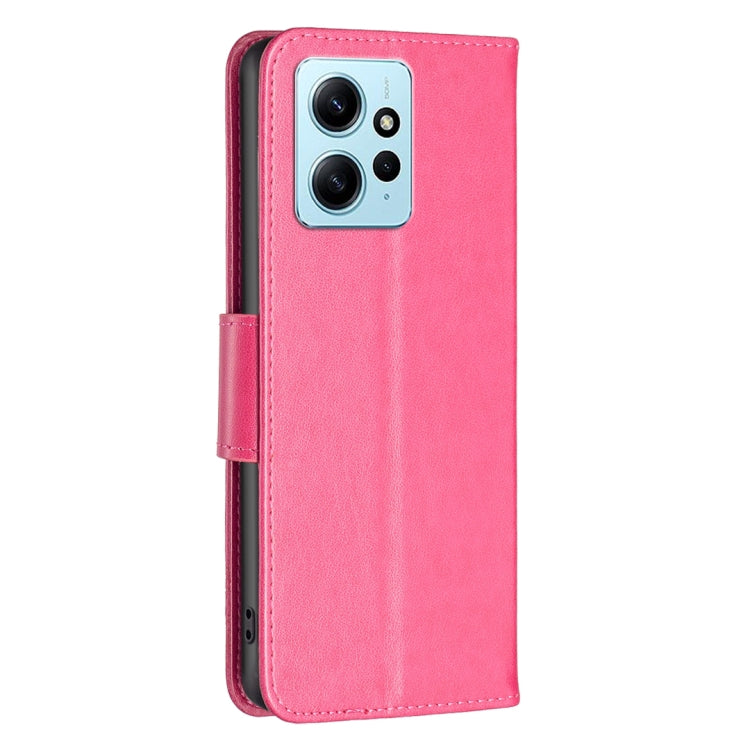 For Xiaomi Redmi Note 12 4G Global Two Butterflies Embossing Leather Phone Case(Rose Red) - Note 12 Cases by PMC Jewellery | Online Shopping South Africa | PMC Jewellery