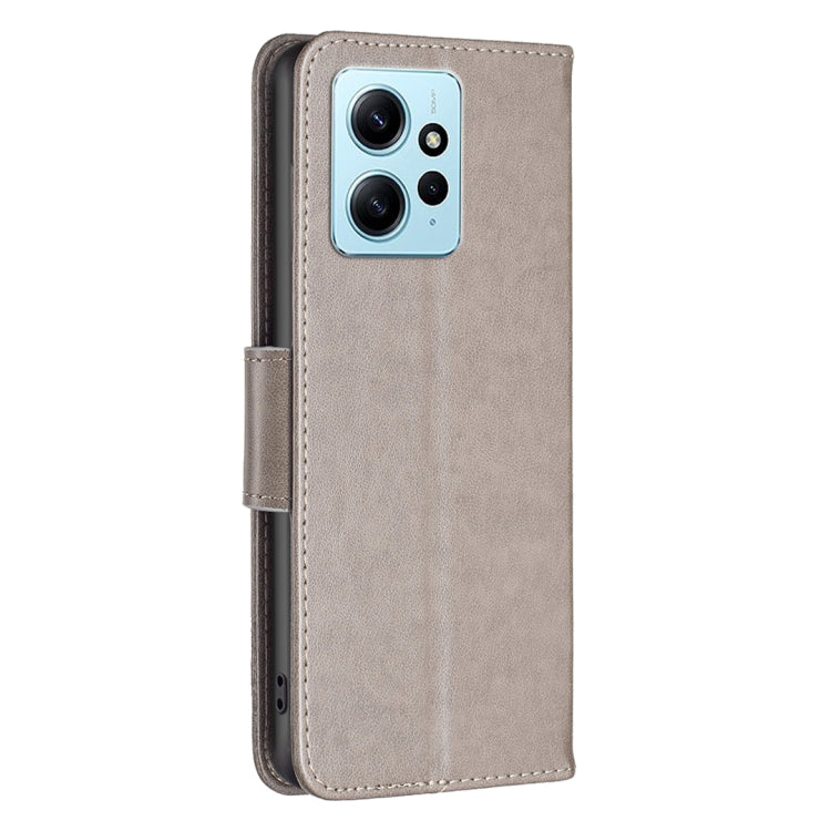 For Xiaomi Redmi Note 12 4G Global Two Butterflies Embossing Leather Phone Case(Grey) - Note 12 Cases by PMC Jewellery | Online Shopping South Africa | PMC Jewellery