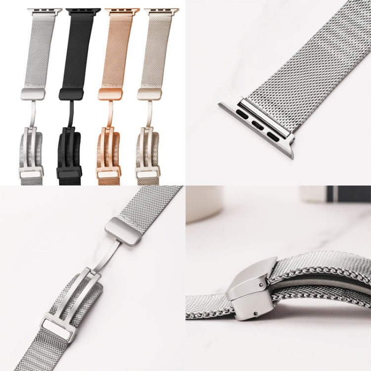 Milan Fold Buckle Metal Watch Band For Apple Watch Series 8&7 41mm / SE 2&6&SE&5&4 40mm / 3&2&1 38mm (Gold Blue) - Watch Bands by PMC Jewellery | Online Shopping South Africa | PMC Jewellery