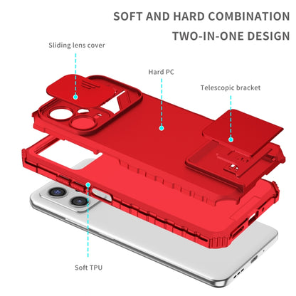 For Xiaomi Redmi Note 12 5G / Poco X5 Stereoscopic Holder Sliding Camshield Phone Case(Red) - Note 12 Cases by PMC Jewellery | Online Shopping South Africa | PMC Jewellery