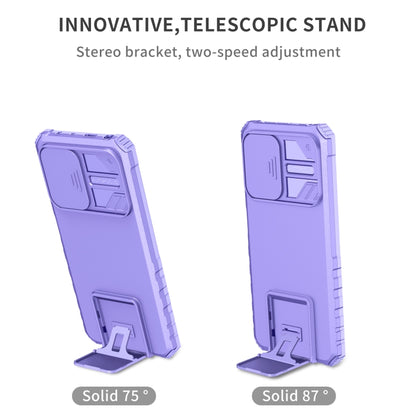 For Xiaomi Redmi Note 12 Pro 5G / Poco X5 Pro Stereoscopic Holder Sliding Camshield Phone Case(Purple) - Note 12 Pro Cases by PMC Jewellery | Online Shopping South Africa | PMC Jewellery