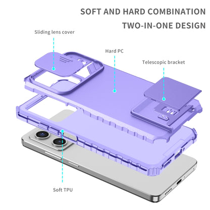 For Xiaomi Redmi Note 12 Pro 5G / Poco X5 Pro Stereoscopic Holder Sliding Camshield Phone Case(Purple) - Note 12 Pro Cases by PMC Jewellery | Online Shopping South Africa | PMC Jewellery