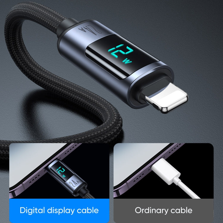 JOYROOM S-AL012A16 2.4A USB to 8 Pin Digital Display Fast Charging Data Cable, Length:1.2m(Black) - Normal Style Cable by JOYROOM | Online Shopping South Africa | PMC Jewellery