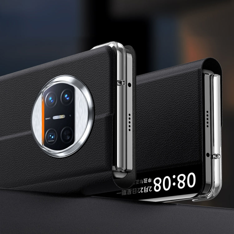 For Huawei Mate X3 Plain Magnetic Phone Case with Smart View Window & Holder(Black) - free shipping - PMC TechLife - Order now!